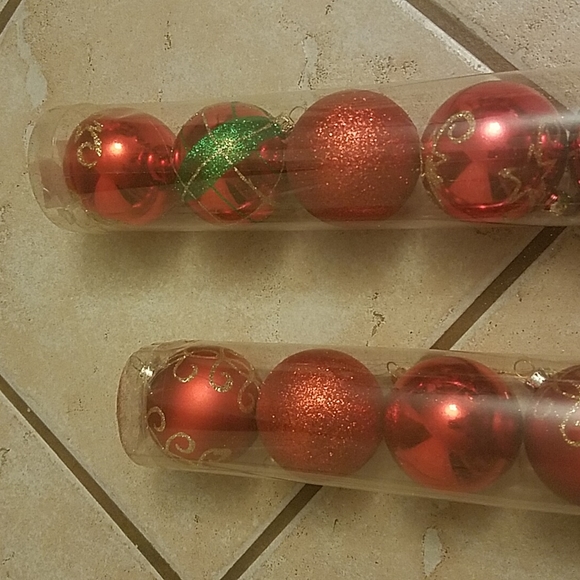 Christmas Tree Shops 2 tube bundle of shatterproof red Christmas ornamen… - Picture 5 of 5